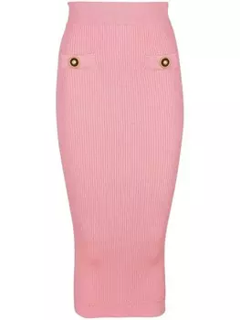 Трикотажная юбка миди Balmain, розовый