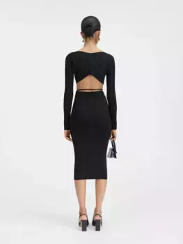 Трикотажная юбка миди Юпитер Пралу Jacquemus, черный