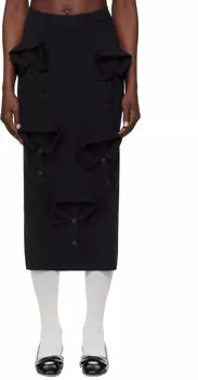 Трикотажная юбка миди темно-синего цвета с несколькими воротниками Moschino