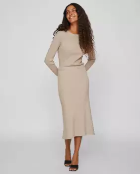 Трикотажная юбка миди Vila, бежевый