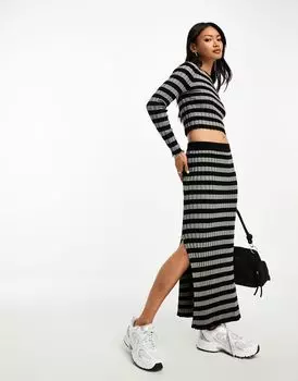 Трикотажная юбка миди в полоску ASOS DESIGN — часть комплекта