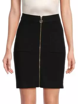 Трикотажная юбка на молнии спереди Saks Fifth Avenue, черный