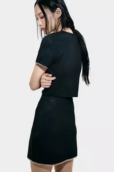Трикотажная юбка с цепочкой H&M, черный