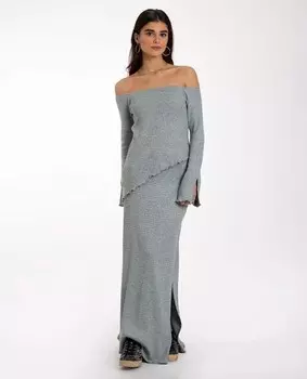 Трикотажная юбка с разрезами The-Are, серый