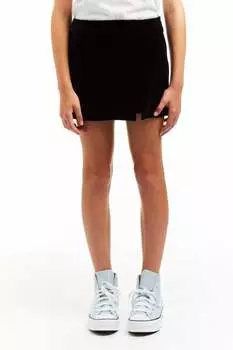 Трикотажная юбка-шорты из бархата черного цвета tractr