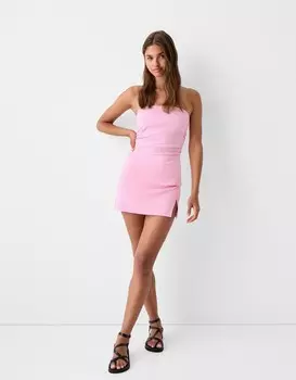 Трикотажная юбка-шорты ponte di roma со сборками Bershka, розовый