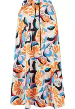 Трикотажная юбка URBAN CLASSICS " Urban Classics Ladies AOP Satin Midi Shirt" (1 шт.), цвет Magicmangoabstract