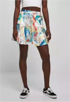 Трикотажная юбка URBAN CLASSICS " Urban Classics Women's Ladies AOP Satin Mini юбка" (1 шт.), желтый