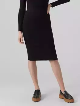 Трикотажная юбка Vero Moda "VMKARIS HW BELOWKNEE SKIRT GA BOO", черный