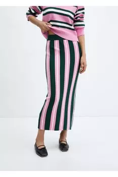 Трикотажная юбка в полоску Mango, розовый