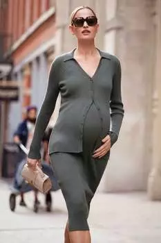 Трикотажная юбка в рубчик Seraphine, зеленый