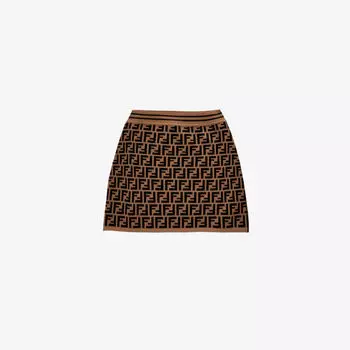 Трикотажная юбка Zucca с логотипом интарсии 10-12 лет Fendi, цвет zucca