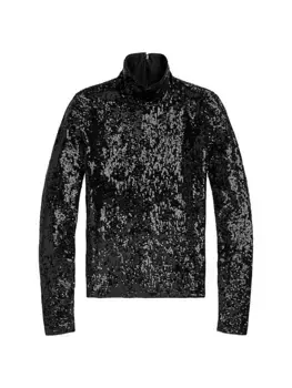 Трикотажная водолазка с пайетками Polo Ralph Lauren, черный