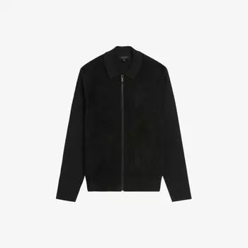 Трикотажная замшевая куртка Pieter с контрастными вставками Ted Baker, черный