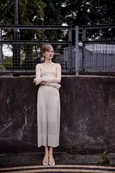Трикотажное ажурное платье ZARA, устрично-белый