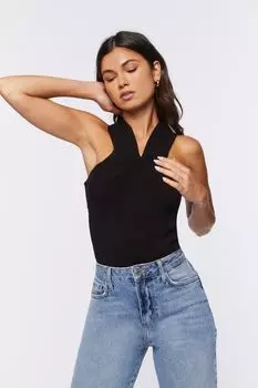 Трикотажное боди без рукавов со свитером Forever 21, черный
