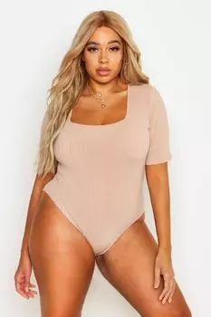 Трикотажное боди с короткими рукавами plus rib Boohoo, серый