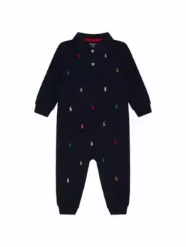 Трикотажное боди с монограммой Ralph Lauren, тёмно-синий
