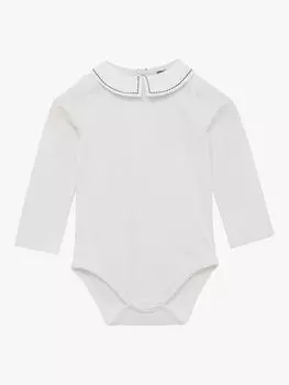 Трикотажное боди с прошитым воротником из итона Trotters Baby Monty, белое