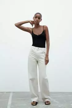 Трикотажное боди со сборками ZARA, черный