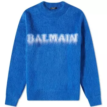 Трикотажное Crew Crew из мохера с логотипом Balmain Retro