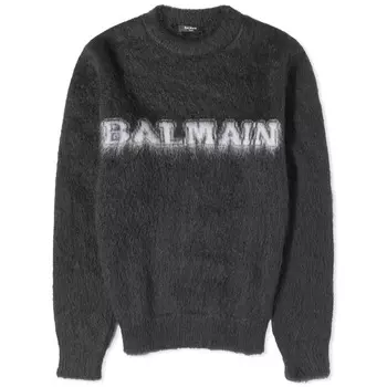 Трикотажное Crew Crew из мохера с логотипом Balmain Retro
