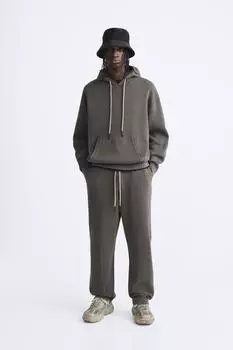 Трикотажное худи ZARA, серый