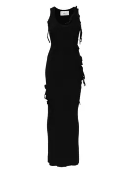 Трикотажное макси-платье с отделкой лентами Coperni, черный