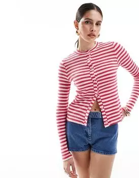 Трикотажное микро-кардиган в розовую полоску ASOS DESIGN