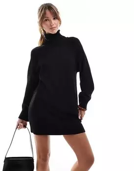 Трикотажное мини-платье Cotton On с высоким воротом черного цвета Cotton:On