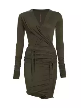 Трикотажное мини-платье Emma с длинными рукавами Rick Owens, цвет forest