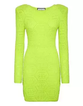 Трикотажное мини-платье Fluo с монограммой PHILIPP PLEIN, цвет yellow fluo