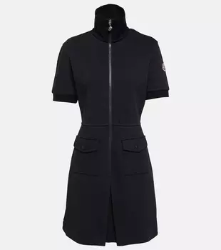 Трикотажное мини-платье из смесового хлопка Moncler, черный