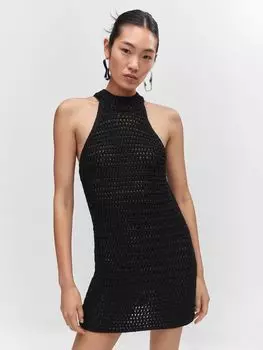 Трикотажное мини-платье Mango Hugo, черное