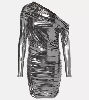 Трикотажное мини-платье на одно плечо The Sei, цвет silver foil
