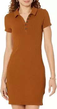 Трикотажное мини-платье-поло в рубчик Madewell, цвет Sepia