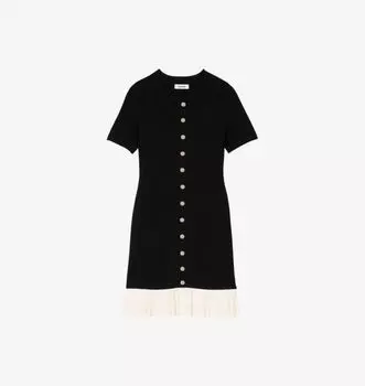 Трикотажное мини-платье с оборками Sandro, мультиколор