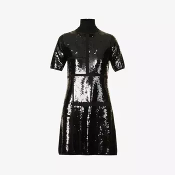 Трикотажное мини-платье с пайетками Joseph, черный