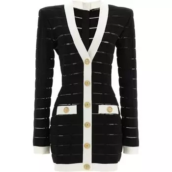 Трикотажное мини-платье с пуговицами BALMAIN, черный