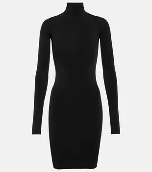 Трикотажное мини-платье с воротником-стойкой Balenciaga