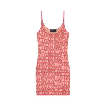 Трикотажное мини-платье Versace Monogram Розовый фуксия
