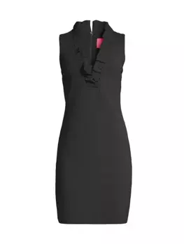 Трикотажное мини-платье в полоску с рюшами Tisbury Lilly Pulitzer, цвет onyx