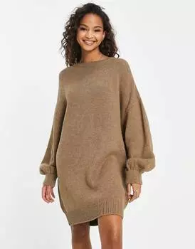 Трикотажное мини-платье верблюжьего цвета ASOS DESIGN