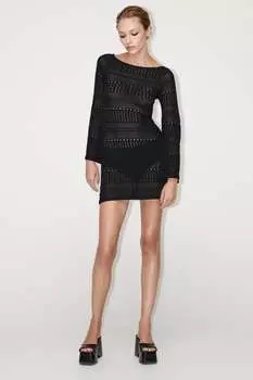 Трикотажное мини-платье Zara, черный