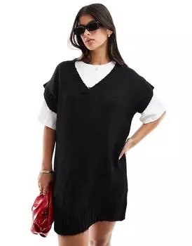 Трикотажное мини-платье-жилет черного цвета Miss Selfridge