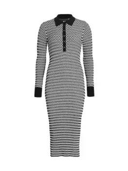 Трикотажное облегающее платье Erin в шахматную клетку Elie Tahari, цвет noir sky white