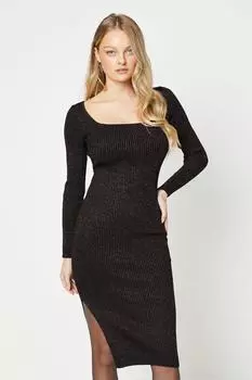 Трикотажное облегающее платье миди с мерцающим эффектом Oasis, бронза