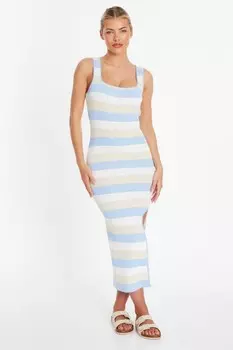 Трикотажное облегающее платье в голубую полоску QUIZ Clothing