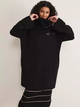 Трикотажное пальто с отделкой пряжкой Phase Eight Seama, черный