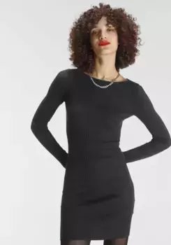 Трикотажное платье AJC из модной рубчатой вязки, черный